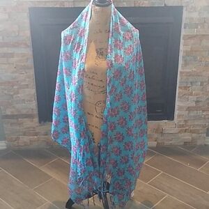 #223 Aerie Turquoise Floral scarf